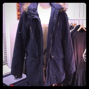Glamsia faux fur hood navy coat